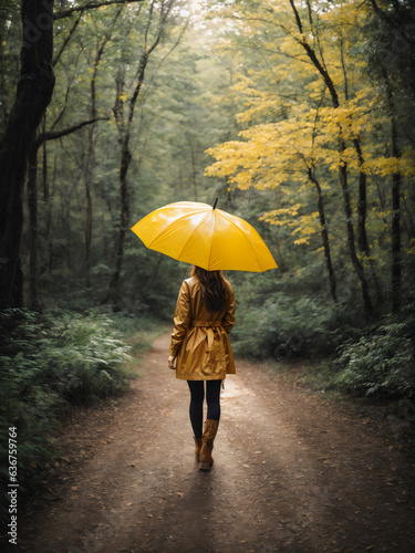 girl with umbrella in forest