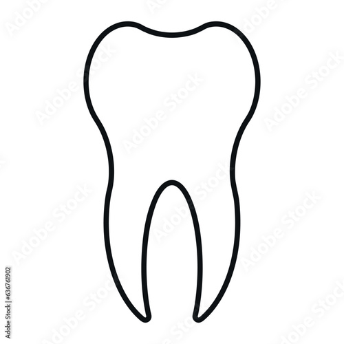 black vector line icon of tooth, tooth isolated on white