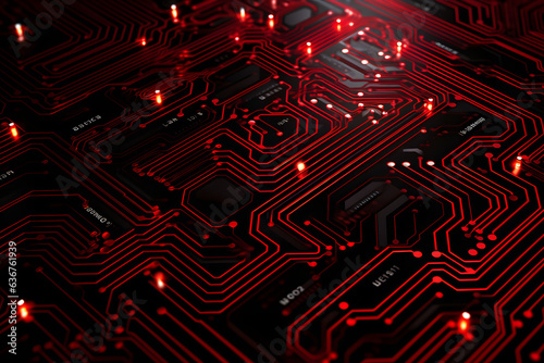 red Abstract computer circuit Background