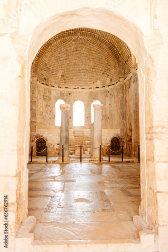 Old antique temple inside. Ancient architecture in Turkey. Church of St. Nicholas in Demre, Türkiye. © Liudmila