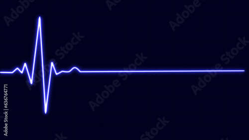 Emergency EKG monitoring. Blue glowing neon heart pulse. Heart beat. Electrocardiogram. cardiogram, Heart pulse. Medical laboratory concept
