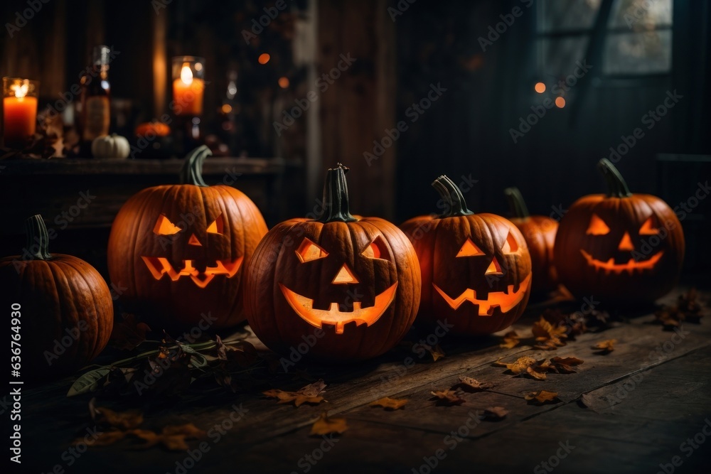 halloween pumpkin on the street, at night halloween pumpkin on the street, at night
