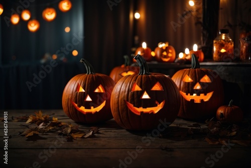 halloween pumpkin on the street, at night