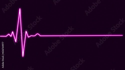Emergency EKG monitoring. Purple glowing neon heart pulse. Heart beat. Electrocardiogram. cardiogram, Heart pulse. Medical laboratory concept