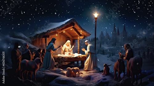 Foto Nativity scene, christian Christmas