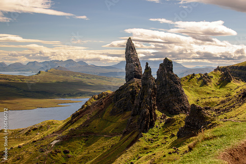 The Old Man of Storr, The Storr, Trotternish on the Isle of Skye in Scotland overlooking the Sound of Raasay photo