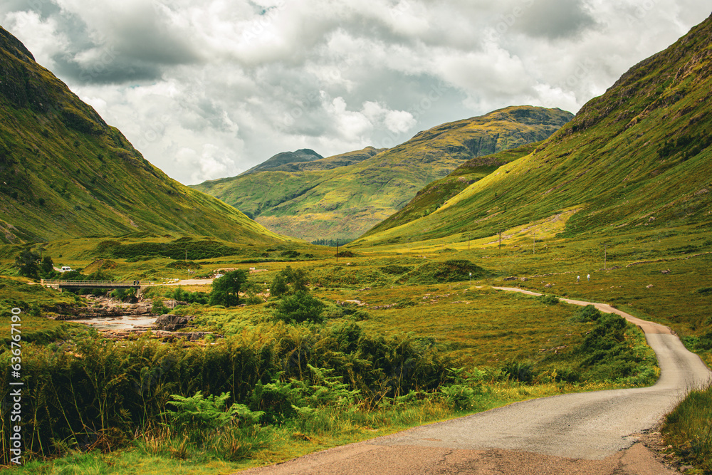 Glen Etive (James Bond Sykfall Road) in Glencoe, Scotland in the Scottish Highlands