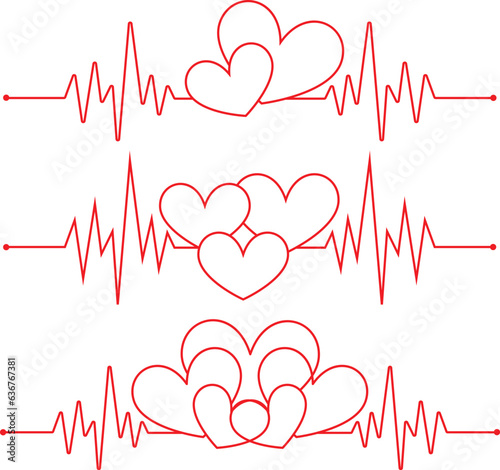 heart and heartbeat sign vector