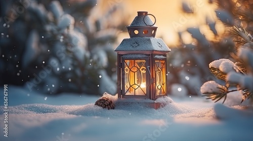 Christmas Lantern On Snow © neirfy