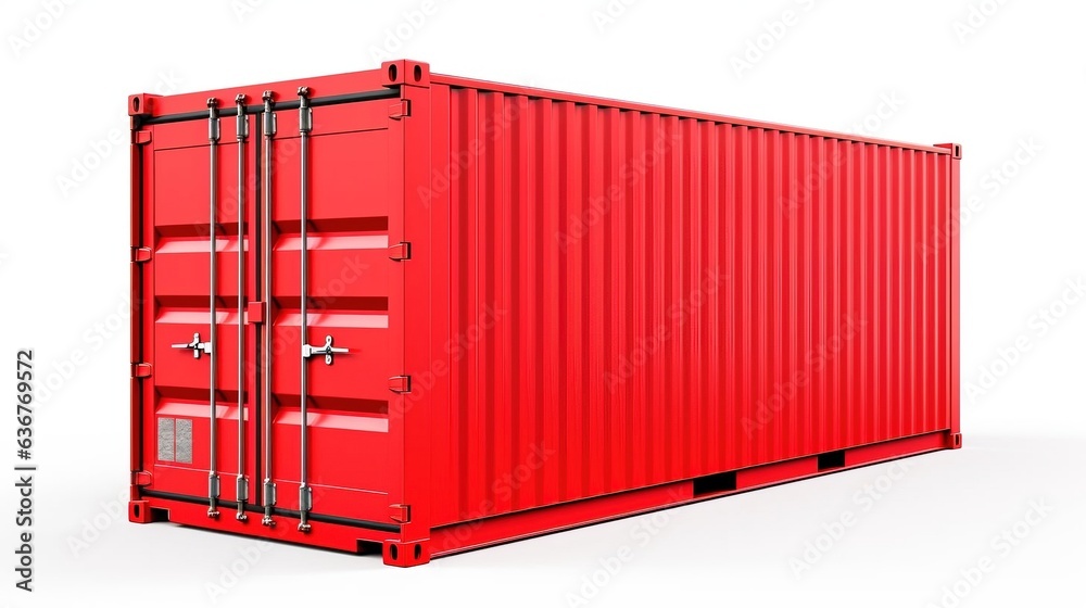 Cargo container isolated on white background, copy space. Created using generative AI technology.