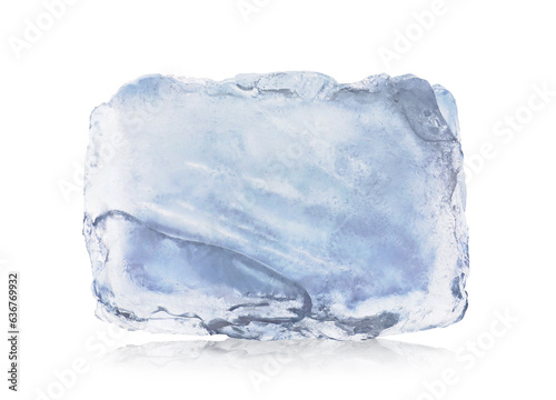 One cold ice cube isolated on white