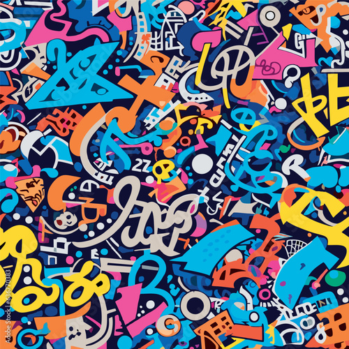 Vector abstract graffiti drawing of geometric shapes and abstract letters. Energetic art for design. EPS-10