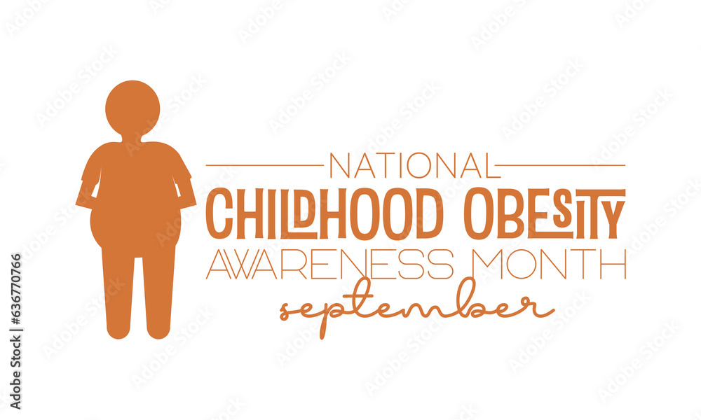 National Childhood Obesity Awareness Month vector banner template. Health care concept of cholesterol, care, obesity prevention vector illustration idea. National Childhood Obesity Awareness Month vector banner template. Health care concept of cholesterol, care, obesity prevention vector illustration idea.