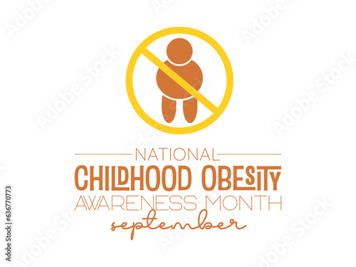 National Childhood Obesity Awareness Month vector banner template. Health care concept of cholesterol, care, obesity prevention vector illustration idea.