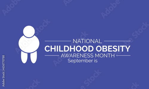 National Childhood Obesity Awareness Month vector banner template. Health care concept of cholesterol, care, obesity prevention vector illustration idea.