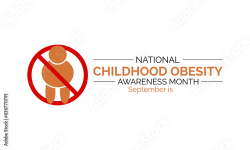 National Childhood Obesity Awareness Month vector banner template. Health care concept of cholesterol, care, obesity prevention vector illustration idea.