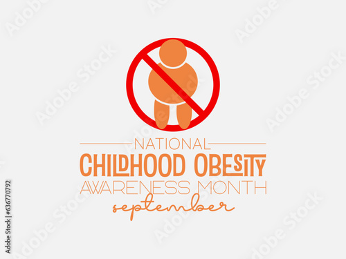 National Childhood Obesity Awareness Month vector banner template. Health care concept of cholesterol, care, obesity prevention vector illustration idea.
