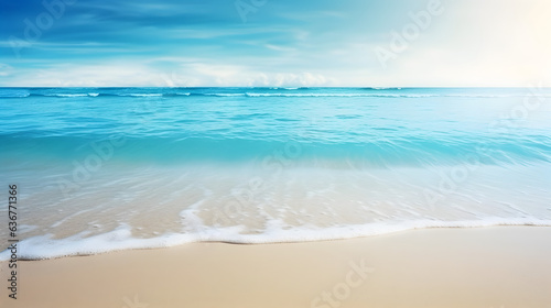 Beautiful blue ocean water with white foam edge