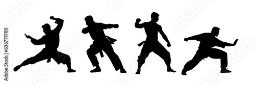 Kungfu martial art sport silhouette