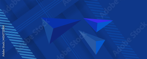 Modern geometric abstract background hipster. Bright blue banner with trending gradient lines, textured background.