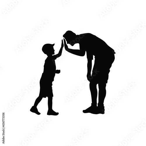 father and son high five line art