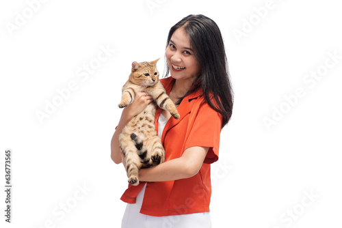 Young Woman Holding Cute Cat
