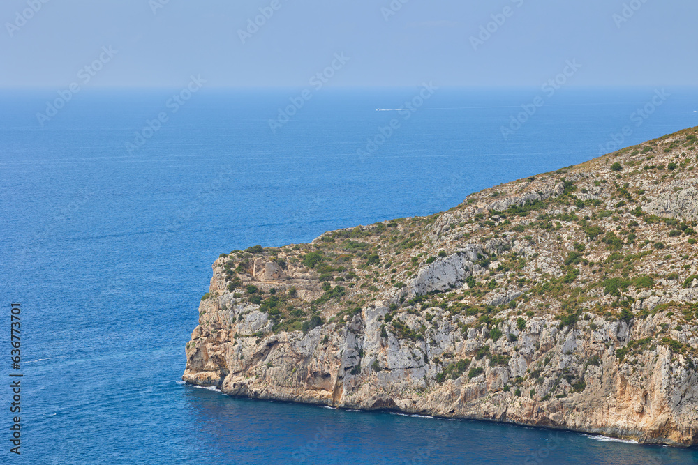Spanish mediterranean sunny scenic coastline.