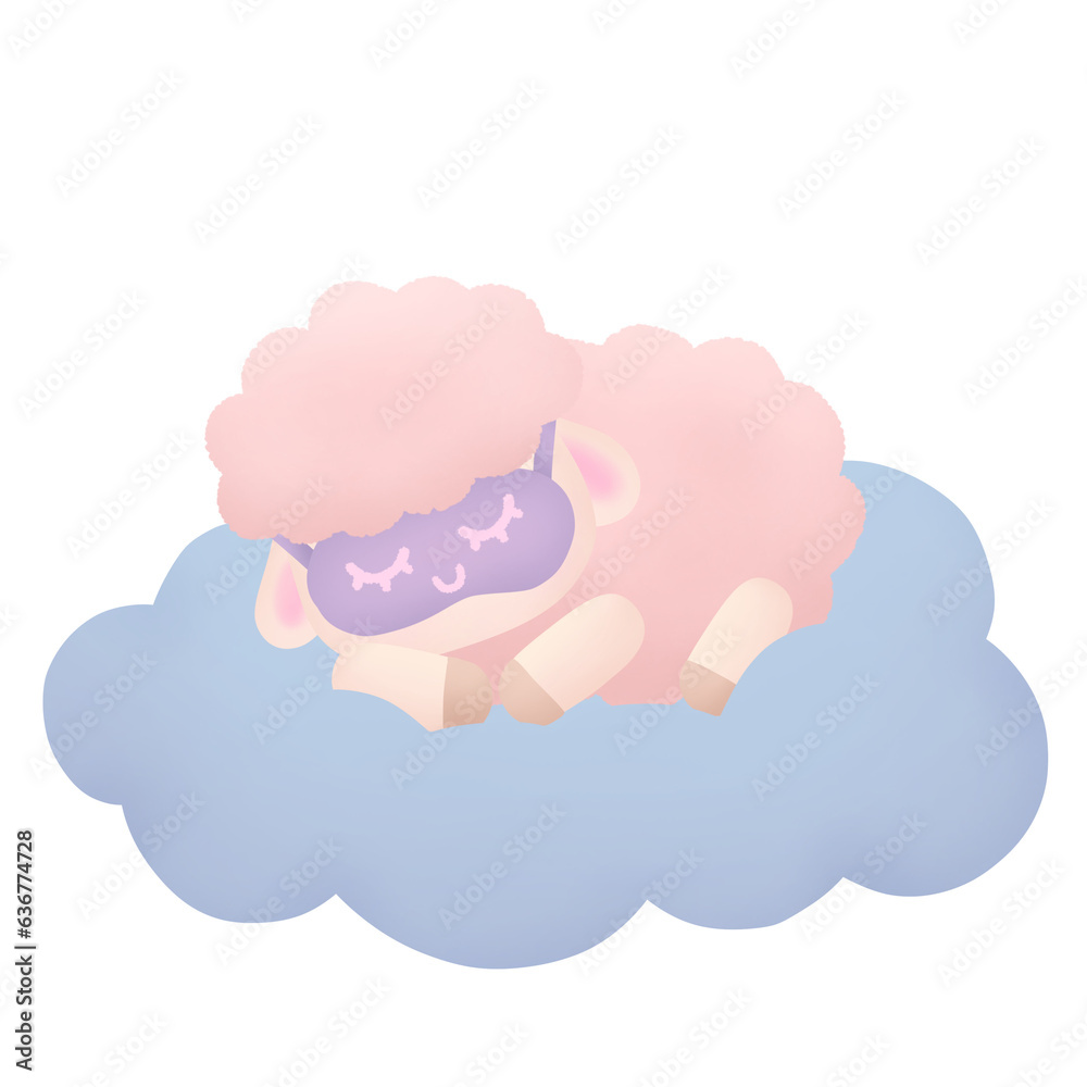 little sheep sleeping on the clouds