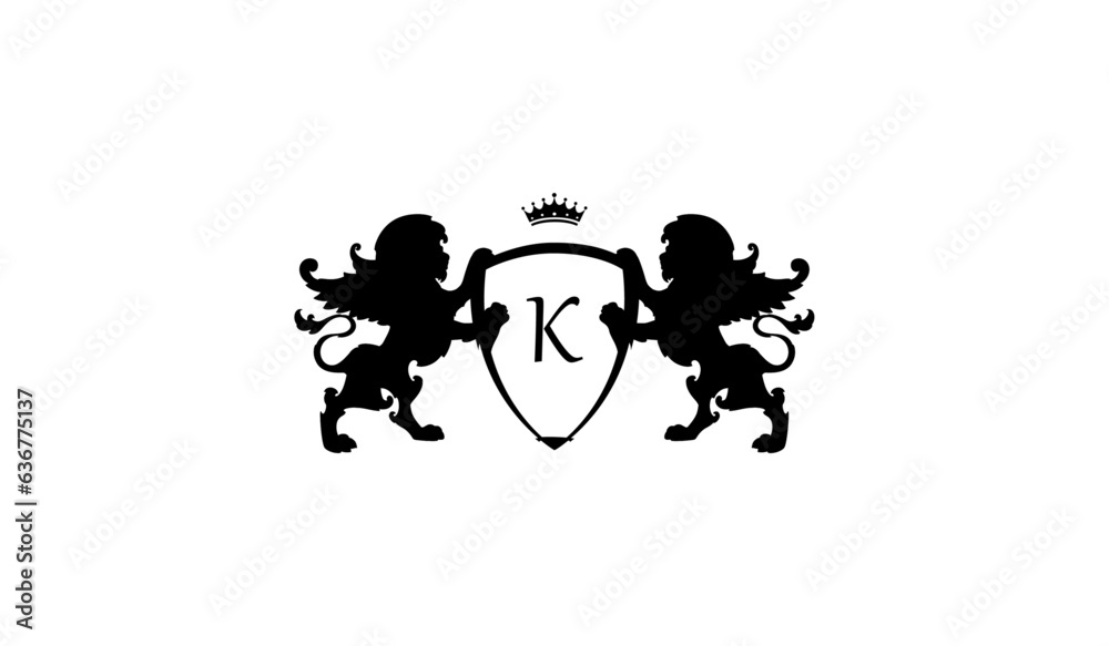 Fototapeta premium LUXURY SILHOUETTE OF A LOIN LOGO K