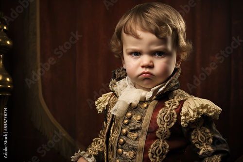 angry little boy dressed as a prince  ai generated