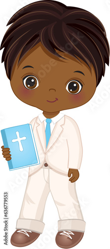 Vector First Holy Communion African American Boy