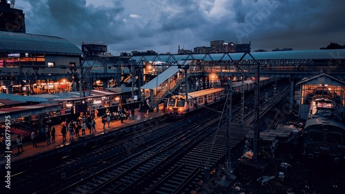 Railway station in mumbai city in the evening 