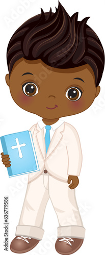 Vector First Holy Communion African American Boy