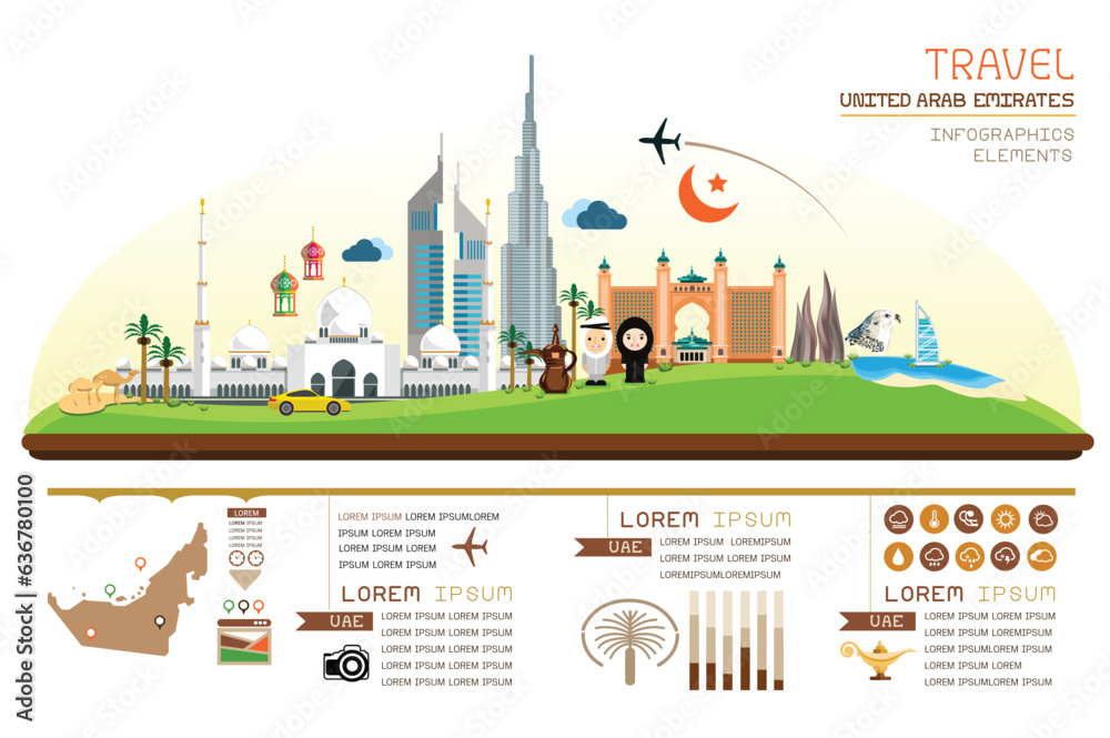 Fototapeta premium travel United Arab Emirates infographic design. Vector elements.