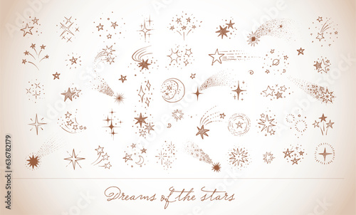 Collection of doodle star clasters and constellations in vintage style. Vector sketch illustration. photo