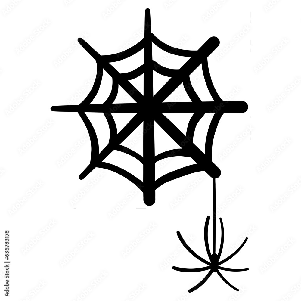 Halloween black spider and spider web isolated on transparent background Halloween black spider and spider web isolated on transparent background