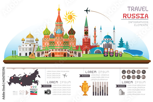 Info graphics travel and landmark russia template design. Concept Vector Illustration