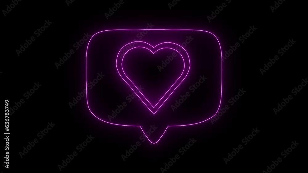 Love Message Chat Bubble Flickering Effect on Black Background Love Message Chat Bubble Flickering Effect on Black Background