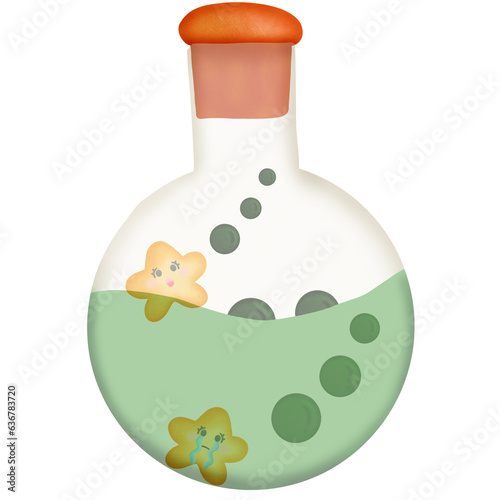 Halloween poison with stars and bubble isolated on transparent background 