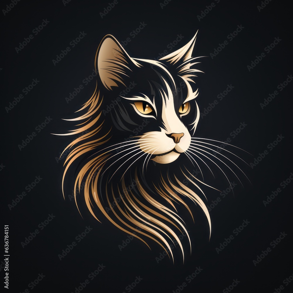 Fototapeta premium cat avatar minimalist outline graphic