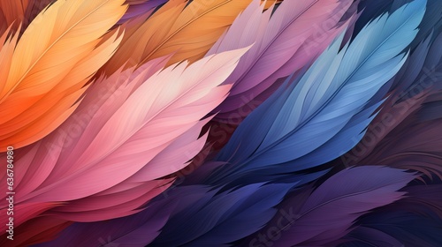  a colorful background of feathers of different colors and sizes are shown.  generative ai