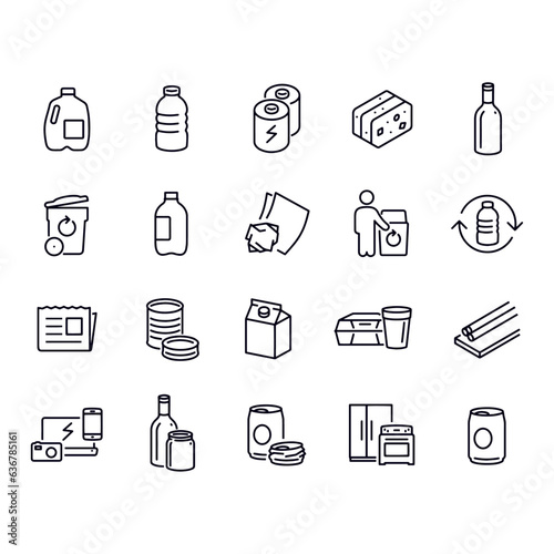  Recyclables line icons vector design 