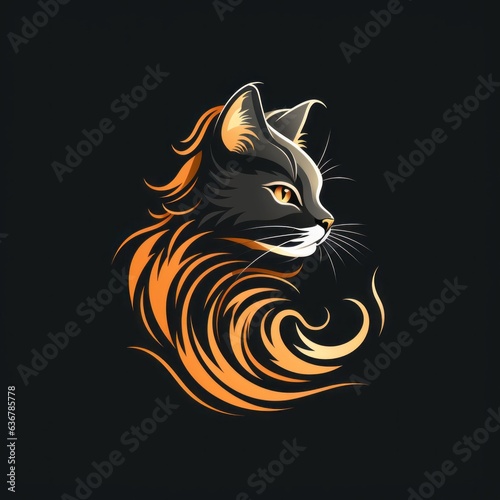 minimalistic cat illustration perfect for avatar © stasknop