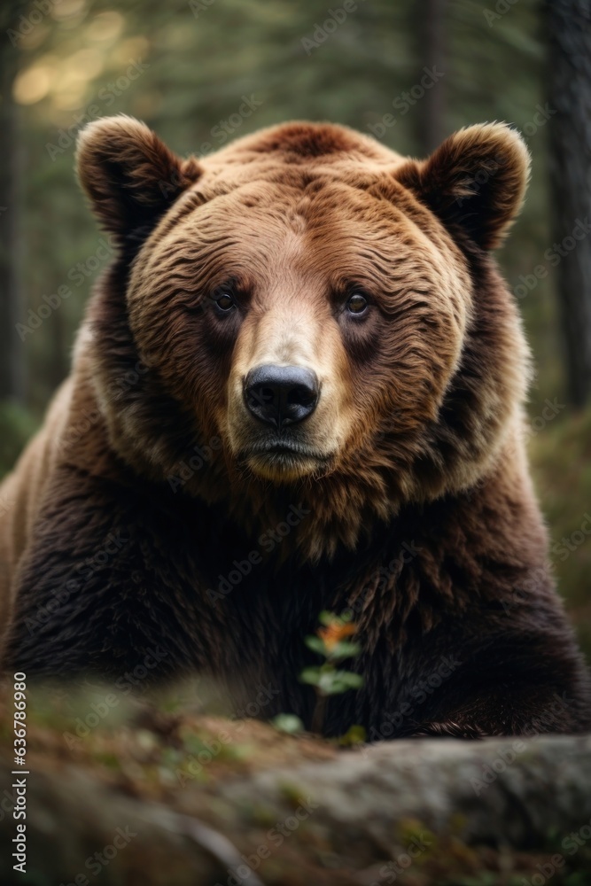 brown bear in the forest, close up