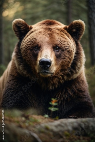 brown bear in the forest, close up