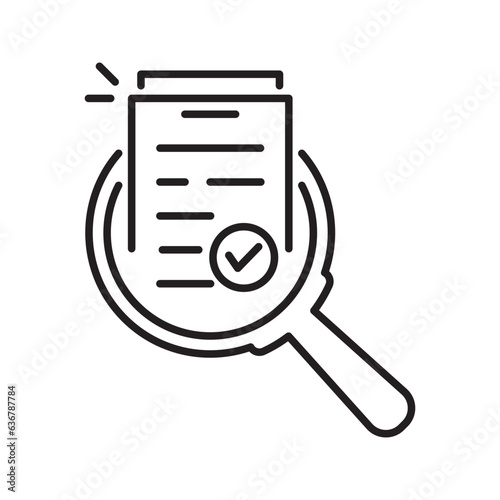 review thin line icon like assesment or audit. stroke trend modern paperwork logotype graphic linear design isolated on white. concept of analyze project or market regulatory or bank statement list