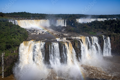 Iguazu Waterfalls  one of the new seven natural wonders of the world in all its beauty viewed from the Brazilian side - traveling South America 