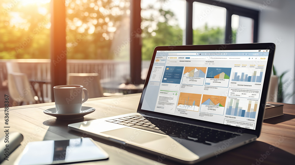 Naklejka premium Ordinateur portable affichant un site web moderne sur son écran