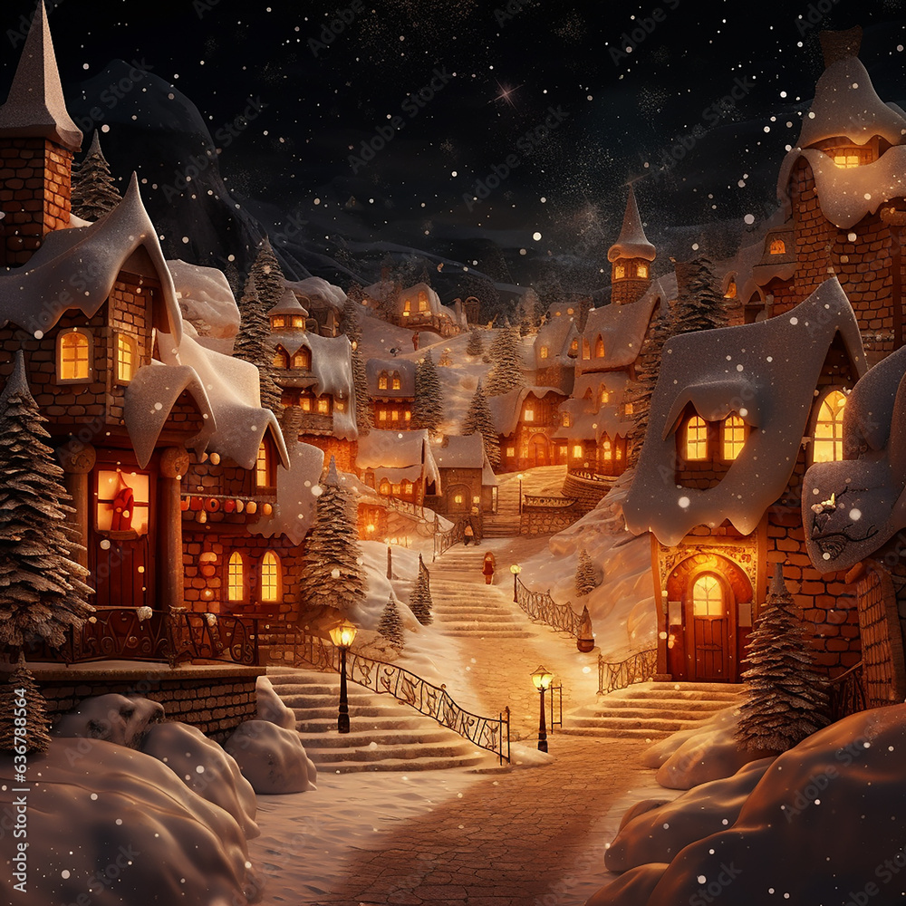Festive Christmas Card. Winter Evening Magic