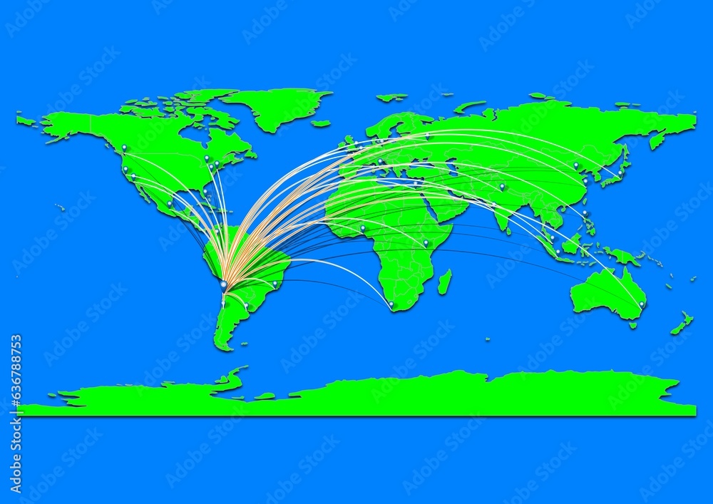 Naklejka premium Vibrant Taltal, Chile map - Export concept map for Taltal, Chile on World map. Suitable for export concepts. File is suitable for digital editing and prints of all sizes.